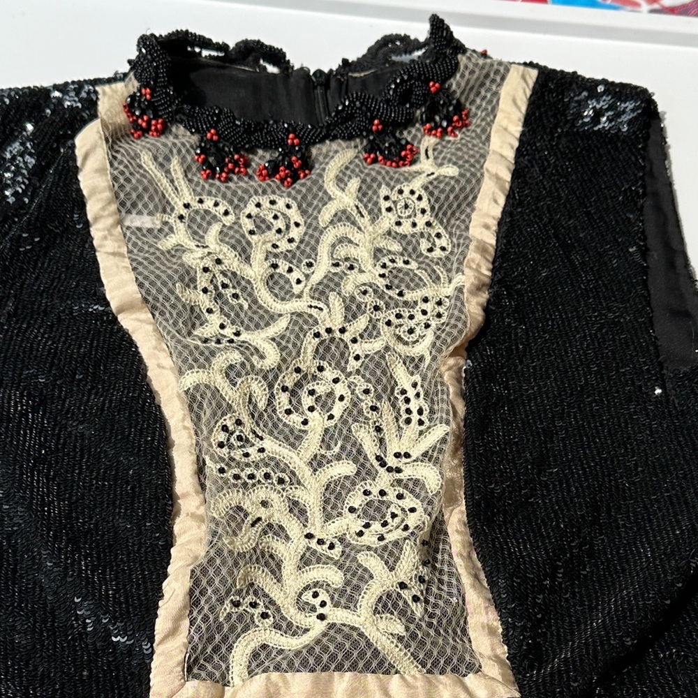 Valentino Black and Cream Lace Dress